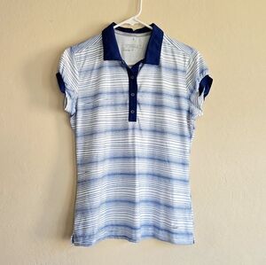 Nike Short Sleeve golf tour performance dri fit blue striped cap sleeve Shirt